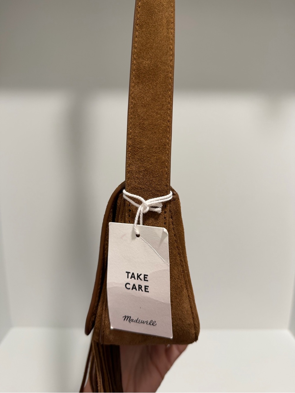NEW Madewell The Sculptural Buckle Crossbody Bag NU148 Aged Cognac Suede Fringe - Picture 8 of 12